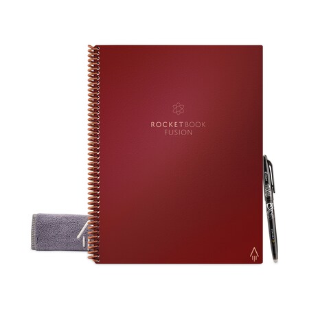 Rocketbook Fusion Smart Notebook, Seven Assorted Page Formats, Scarlet Sky Cover, 11 x 8.5, 21 Sheets EVRF-L-RC-CMEFR